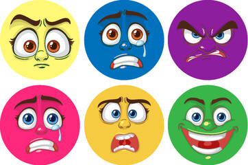 set of funny cartoon faces