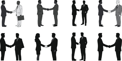 Vector silhouette collection of sportsmen playing cricket (batsman, bowler) and boxing (fighters in a ring), illustrating various athletic sports and physical competition.