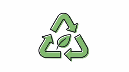 A green recycling symbol with a leaf in the middle, representing eco-friendly practices and sustainability.