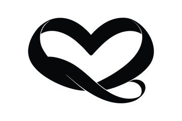 Fototapeta premium Heart shaped loop ribbon silhouette creating a continuous flowing graphic element Vector illustration