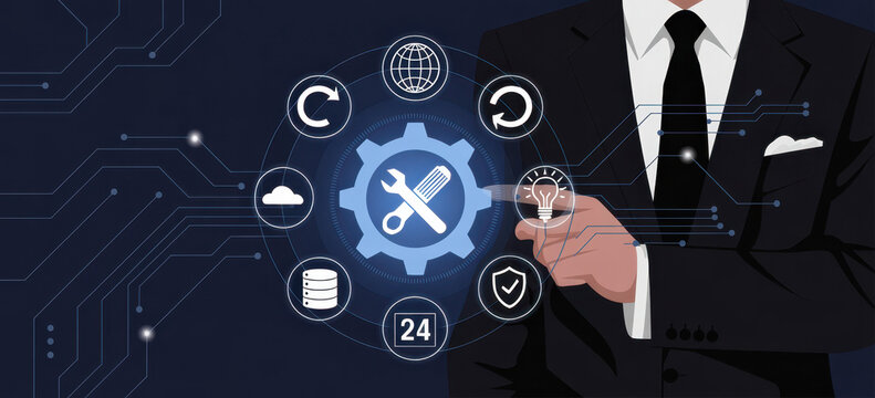 Global IT support and technical maintenance services. Providing solutions for system maintenance, ensuring business continuity with reliable 24 7 IT support. Motif