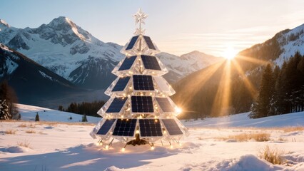 Crystal Layered Solar Tree with Warm Star Glow