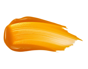 textured abstract orange yellow color paint stroke isolated on transparent background, png