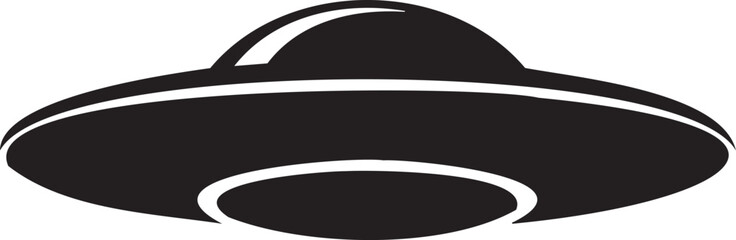 Black and white vector illustration of flying saucer isolated on white