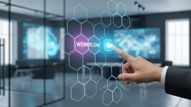 Business Technology Workflow Automation Digital Transformation with Modern Interface - Powered by Adobe