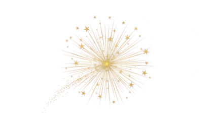 Golden firework texture, thin  stroke lines. Isolated png illustration, transparent background. Design  for overlay, montage, texture. Happy new year concept.