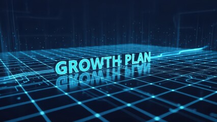 Growth Plan Concept with Futuristic Grid and Rising Trendline
