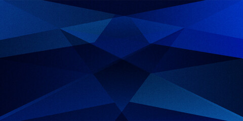 Fototapeta premium Black dark navy blue silver abstract pattern background. Geometric shape. Line triangle angle fold polygon diamond 3D. Color gradient ombre. Rough grain noise. Light shadow. Matte shimmer. Minimum.