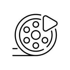 Film reel vector icon. editable line icon in outline style for movie, cinema, media