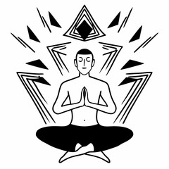 Minimalist Line Art Vector of Meditating Yoga Figure (Inner Peace)