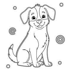 Fototapeta premium Cute Happy Puppy Line Art – Dog Coloring Page Illustration 