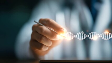 Faceless medicine doctor touching electronic medical record on tablet DNA visualization digital healthcare network connection on hologram modern virtual screen interface medical - Powered by Adobe