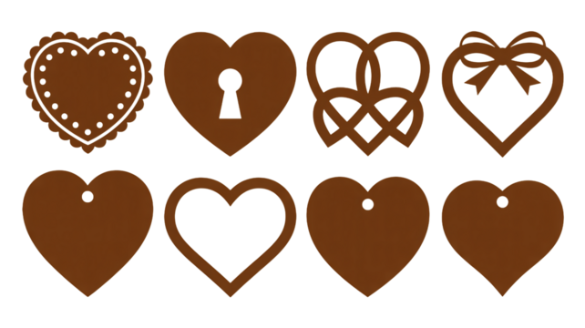 Romantic heart shapes for Valentine's Day crafts and laser cut designs