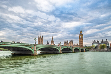View of parliament and big ben from westminster bridge in london