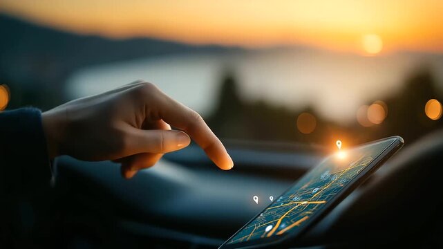 Glowing digital geolocation GPS interface navigation technology location tracking mapping system geographic positioning digital navigation location services with copy space