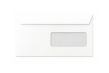 White business mailing envelope presenting a translucent window, ideal for various communication needs including letters, invoices, and marketing