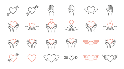 Elegant heart icons for Valentines Day designs and loving messages