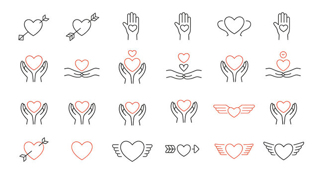 Elegant heart icons for Valentines Day designs and loving messages - Powered by Adobe