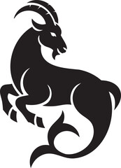 Capricorn astrology zodiac sea goat symbol illustration in black silhouette