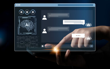 A user interface of a conversational AI platform. A user interacts with an intelligent chatbot by typing prompts to receive support and information from the digital brain. Fermion