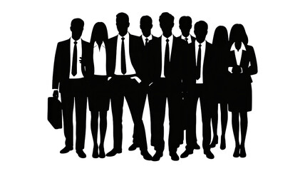 Powerful team of business people silhouettes standing together strong