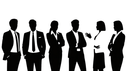 Powerful business team standing together in the shadows at night