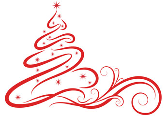 Elegant Red Christmas Tree Vector Illustration for Holiday Greetings