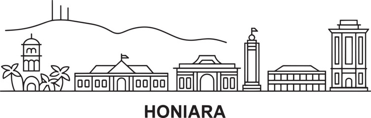 Honiara city skyline outline panorama vector illustration solomon islands capital cityscape
