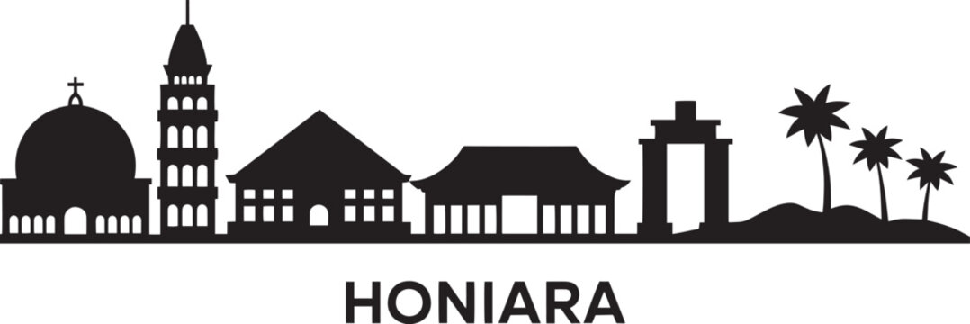 Honiara solomon islands city skyline silhouette vector illustration for travel and architecture design needs