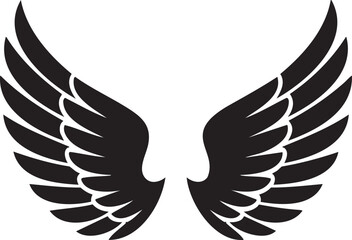 Elegant black wings illustration representing freedom flight and powerful symbolism