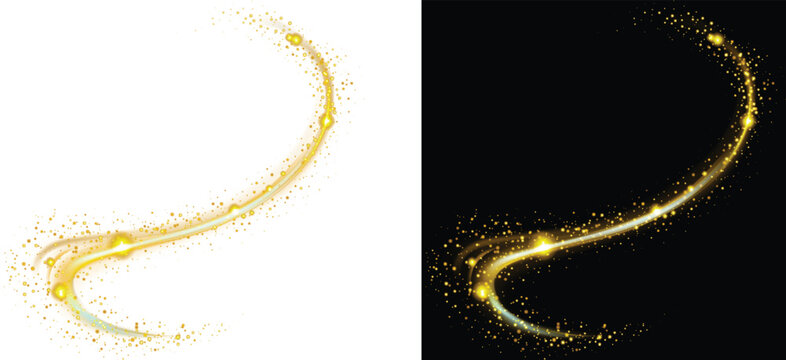 Gold sparkle gold sparkle light shine and bright star white and gold sparkle with glitter light and stardust glow. Festive gold sparkle dust. Transparent Stock Illustration