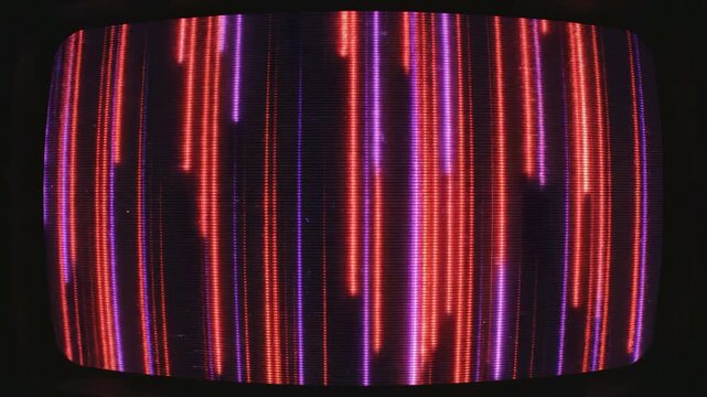 Vintage Television Glitch Background with Vibrant Color Palette, Distorted CRT Screen Displaying Signal Interference and Static