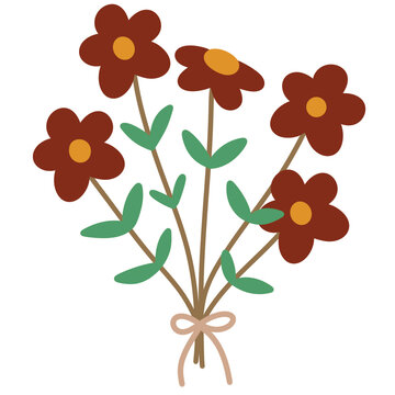 Warm Red Orange Floral Bouquet Clipart