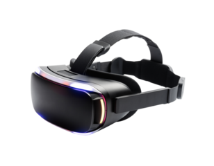 Virtual Reality VR Headset with Colorful LED Lights Isolated on Black Background VR headset