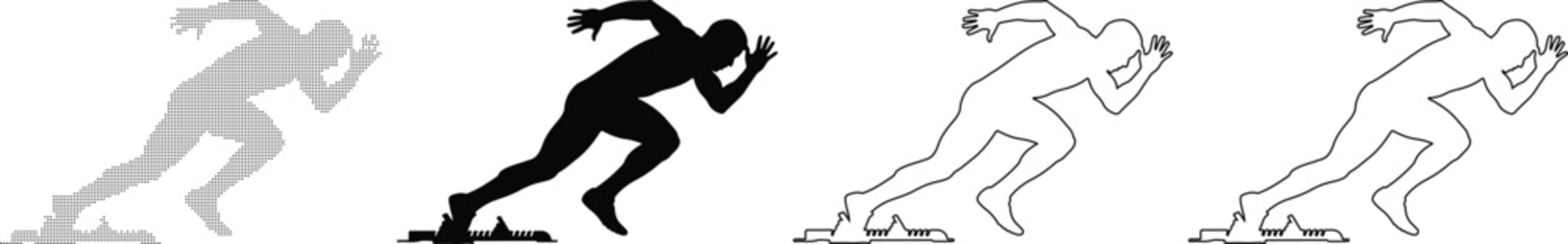 Runner start position athlete sprinter getting ready for race competition workout exercise sport fitness training speed challenge