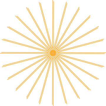 Abstract geometric sunburst design with radiating lines on a transparent background,  a symmetrical pattern of lines emanating from a central point, creating a visual effect