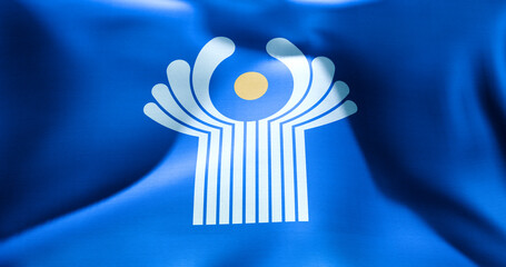 Flag of The Commonwealth of Independent States waving high resolution 10K+ size