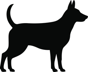 Dog silhouette standing profile view isolated on white background
