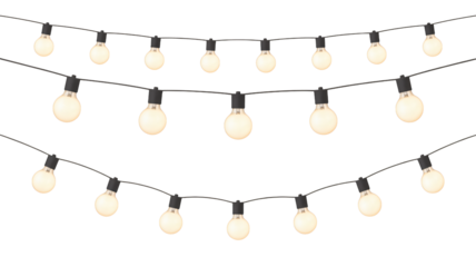 String lights glow invitingly, adding warm ambiance to any event space
