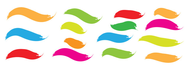 Obraz premium Hand drawn colored wavy curved thick lines, banners and vibrant paint strokes. Modern grunge wavy brushstrokes symbol. vector illustration.