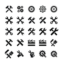 Silhouette icons of tools and equipment