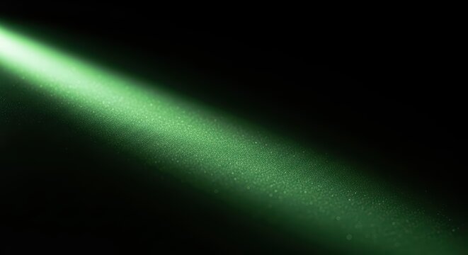 Green Spotlight Beam on Black Background - Dramatic Illumination