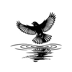 Canary silhouette sitting on minimal rock vector illustration