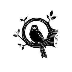 Canary silhouette perched on swing vector illustration