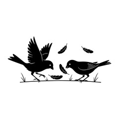 Canary silhouette perched on black branch vector illustration