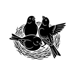 Canary silhouette drinking from minimal birdbath vector