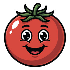 Fototapeta premium Happy cartoon tomato with big eyes and a smile