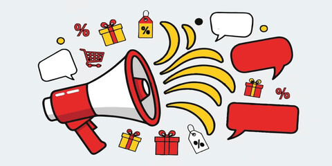 megaphone promotion pop up with bubble chat