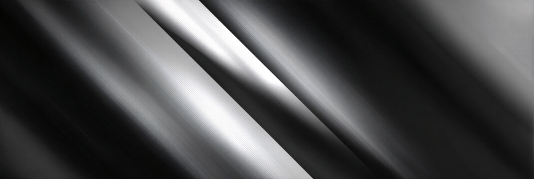 Abstract geometric dark background. Linear banner in black and white colors. Metallic texture. - Powered by Adobe