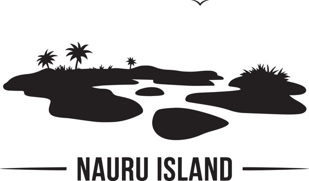 Nauru island small islets silhouette vector illustration tropical summer travel vacation getaway design